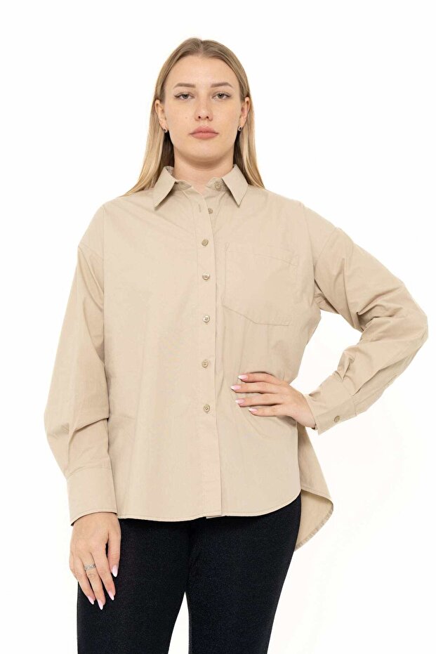 Solid Buttoned Long-Sleeve Top - 1