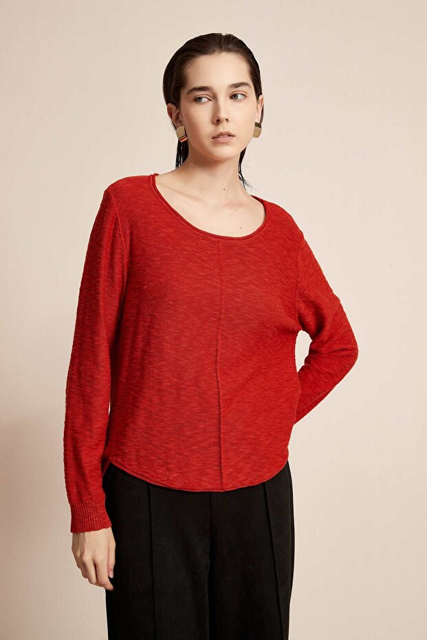 Solid Ribbed Long-Sleeve Top - 3