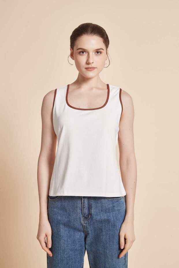 بلوزة سادة فضفاضة برقبة مربعة - 2