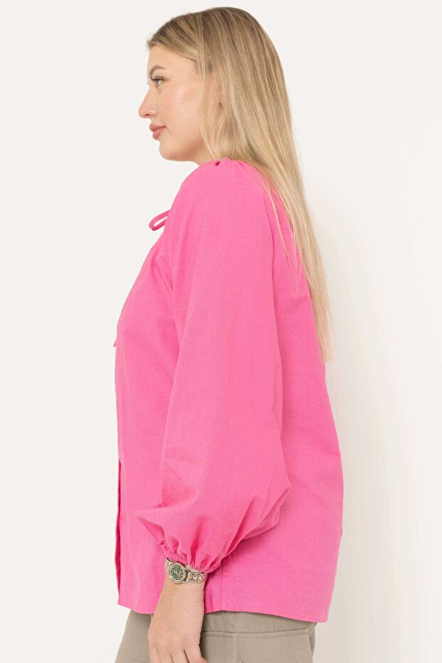 Solid Ruffled Long-Sleeve Top - 2