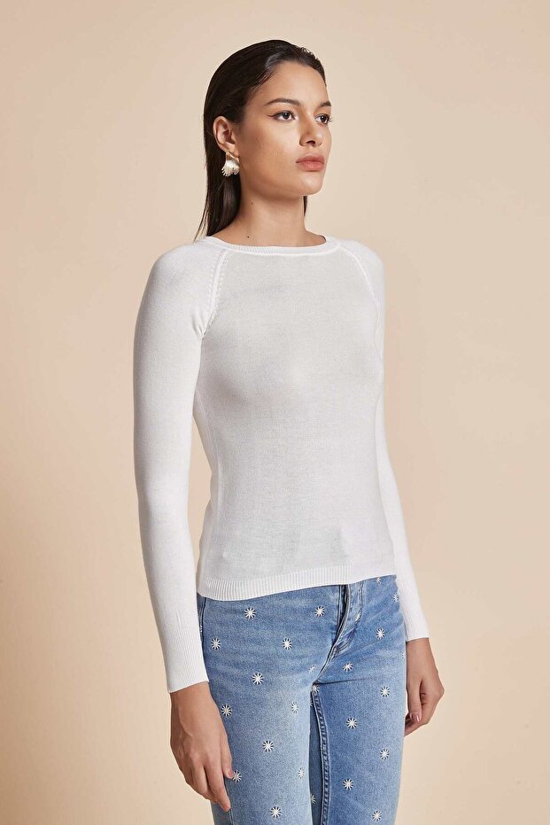 بلوزة سادة بأكمام طويلة - 3