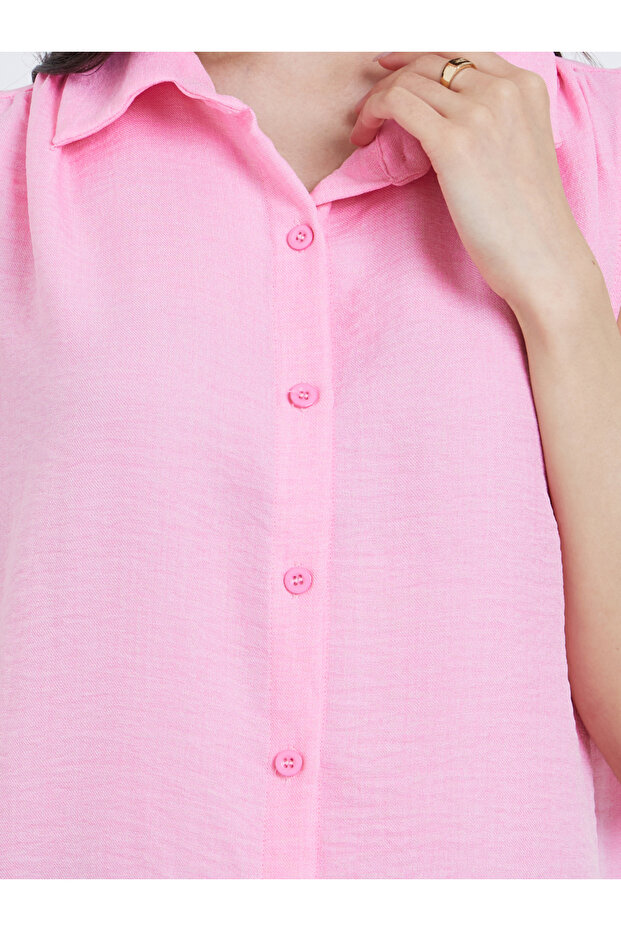 Solid Sleeveless Buttoned Shirt - 3