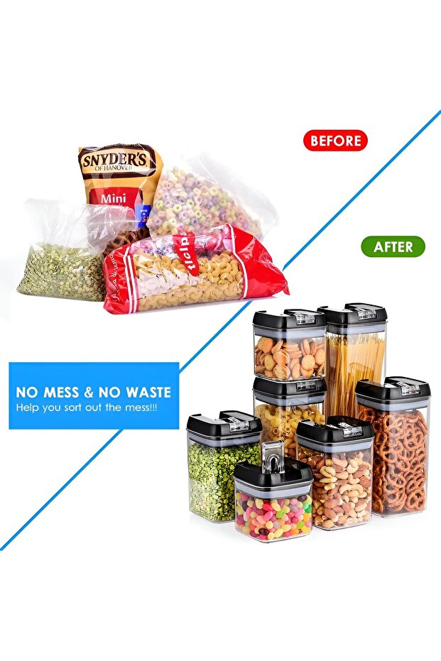 Storage Box Set, Flippy, 7 Containers, 10 Reusable Labels, 4 Spoons, BPA Free, Transparent - 5