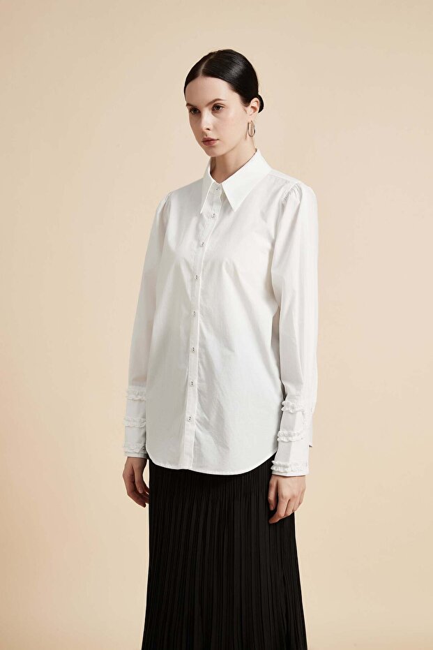 بلوزة سادة بأكمام طويلة - 2