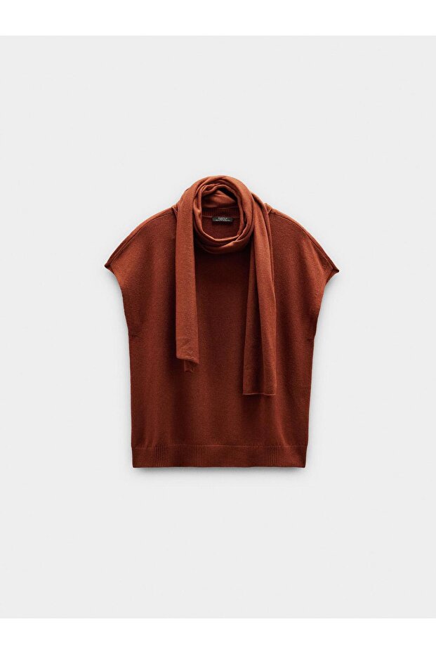 Boyun Bağlı Örme Yelek - 6