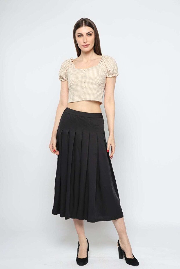 بلوزة قصيرة مقصوصة برقبة مربعة - 1