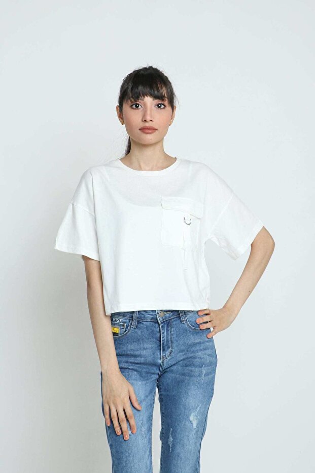 بلوزة قطنية سادة بأكمام نصفية - 1