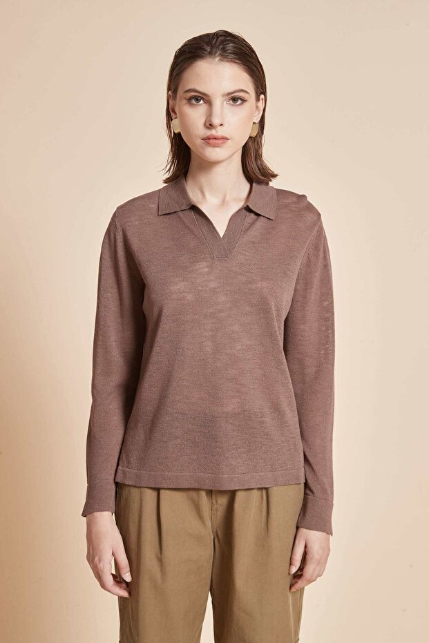 بلوزة سادة بأكمام طويلة - 1