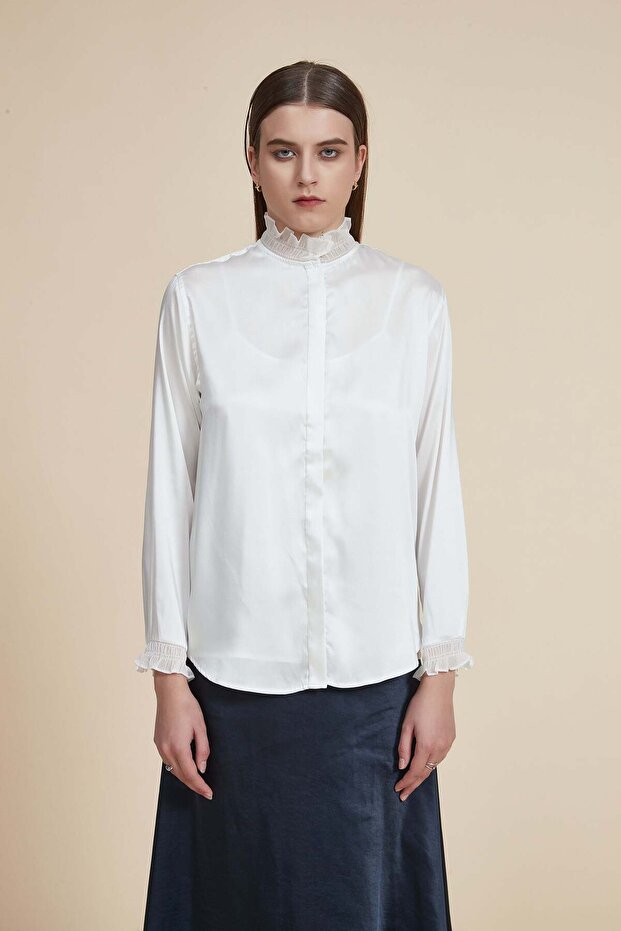 Solid High Neck Long Sleeve Top - 2