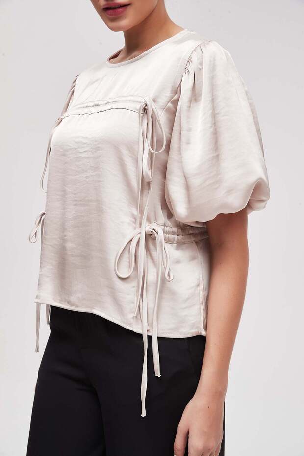 Solid Cropped Half-Sleeve Top - 5