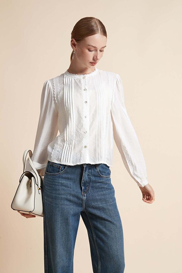 Button-Front Long-Sleeve Top - 4