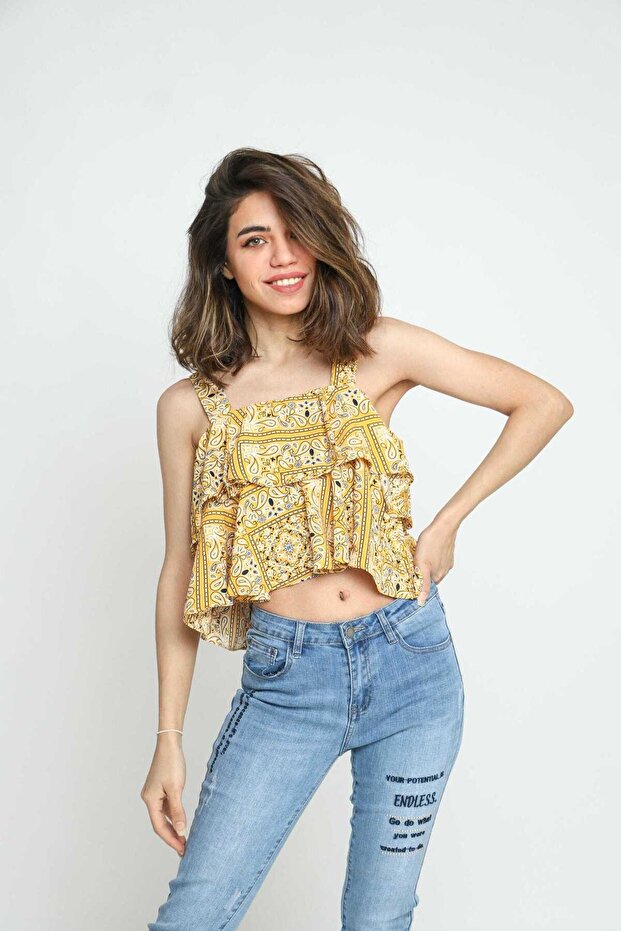 بلوزة كامي مطبوعة متعددة الطبقات - 1