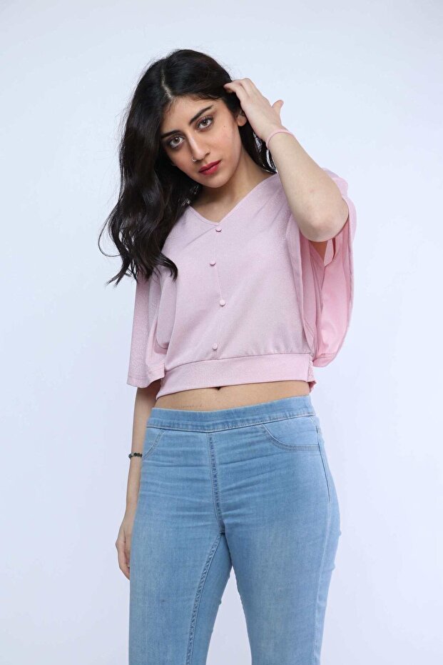 Cropped Button-Front Top - 1