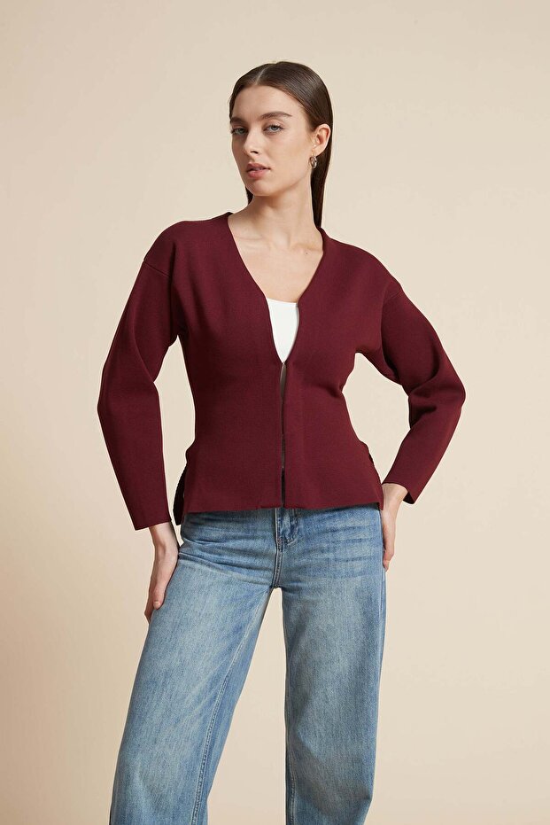 Solid V-Neck Long-Sleeve Top - 1
