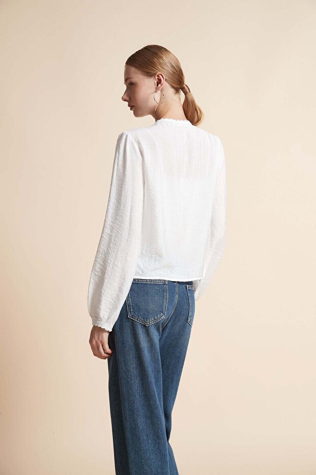 Button-Front Long-Sleeve Top - 5