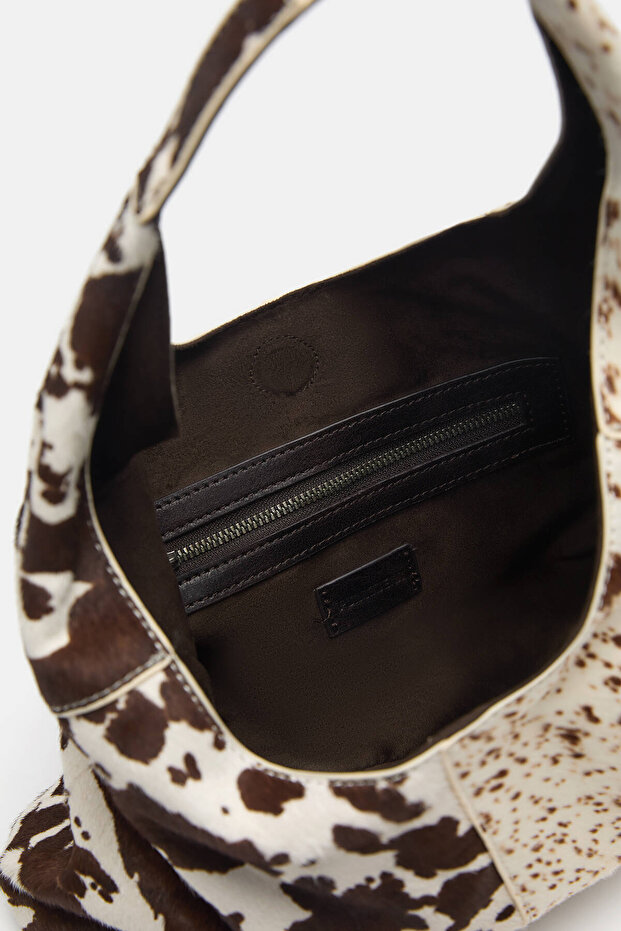Hayvan desenli deri omuz çantası - 2