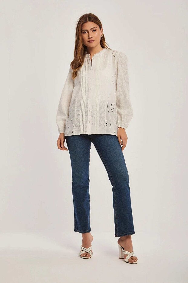 بلوزة سادة بأكمام طويلة - 1