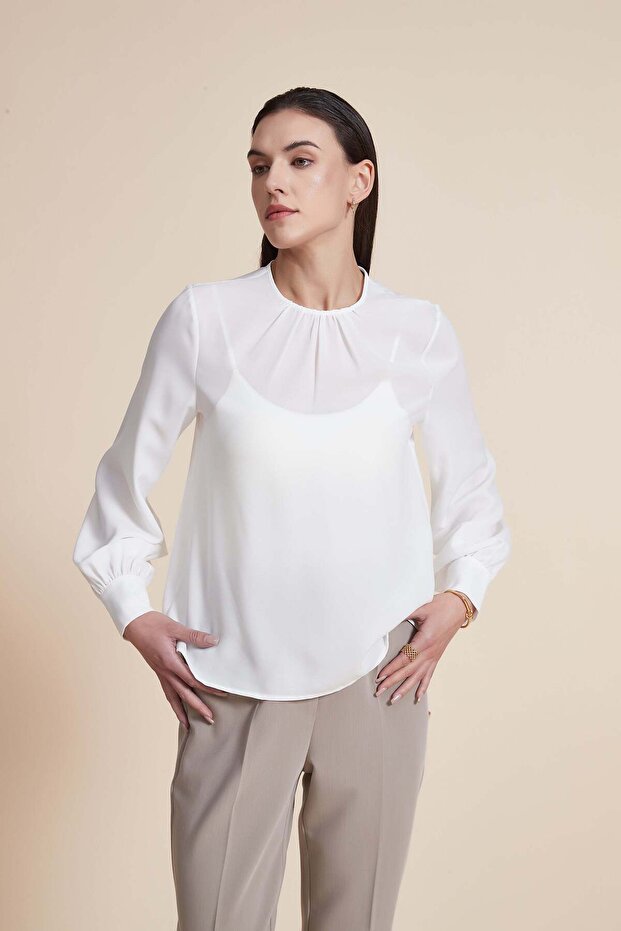 بلوزة ناعمة سادة بأكمام طويلة - 4