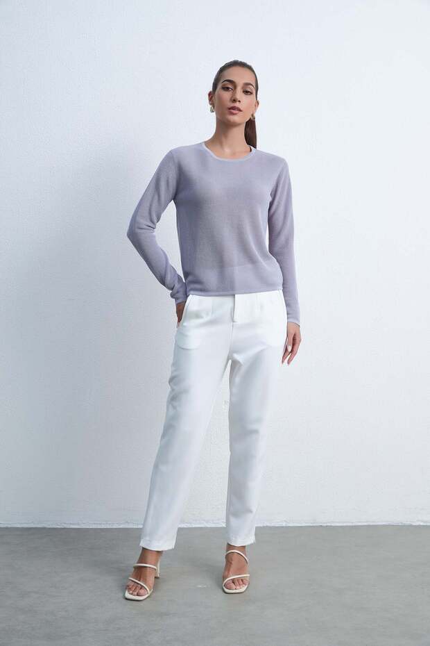 بلوزة سادة بأكمام طويلة - 5