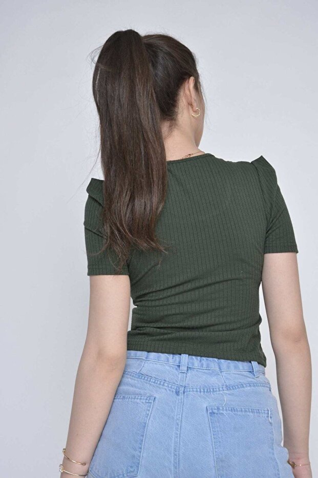 بلوزة ملائمة برقبة مربعة - 2