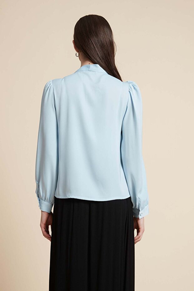 بلوزة سادة بأكمام طويلة - 4