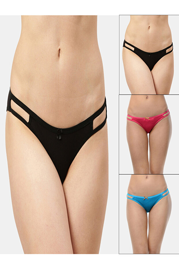 Pack of 3 - Cut-Out Detail Cotton Bikini