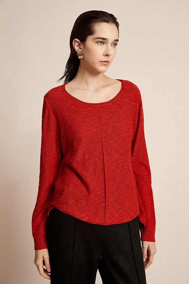 Solid Ribbed Long-Sleeve Top - 2