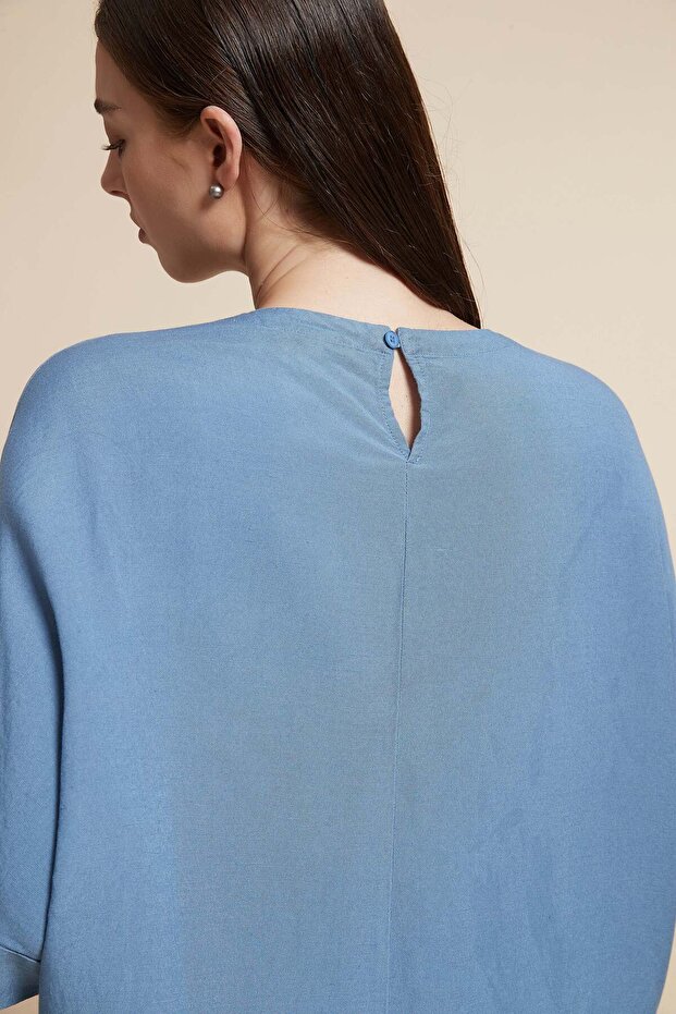 بلوزة سادة بأكمام 3/4 - 4