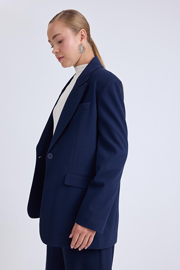 سترة مبطنة بزر واحد - 4