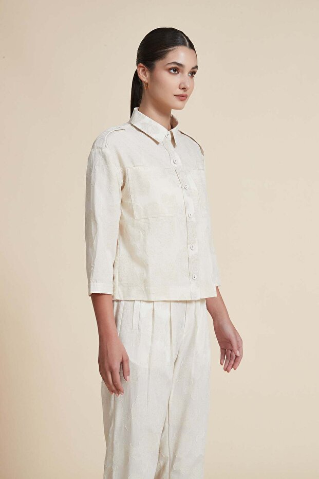 قميص بياقة قميص سادة - 5