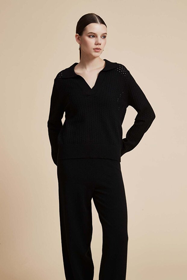 بلوزة سادة بأكمام طويلة - 1