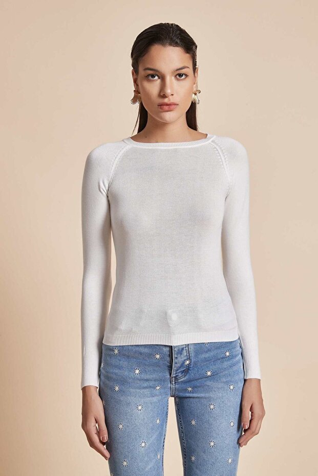 بلوزة سادة بأكمام طويلة - 1