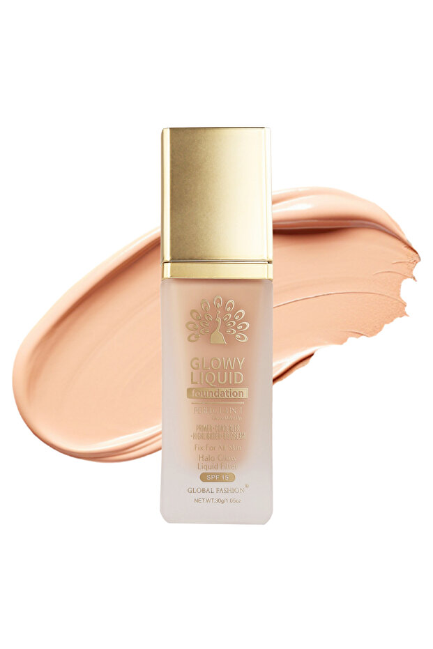 Glowy Liquid Foundation 30ml – 8 Shades, Radiant Finish, Buildable Coverage, Hydrating, SPF 15