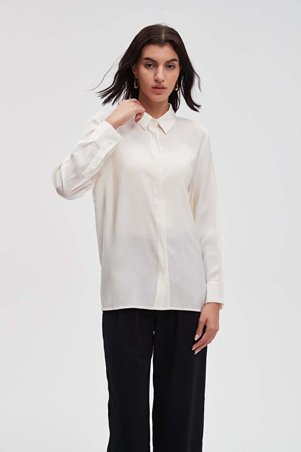 بلوزة سادة بأكمام طويلة - 2