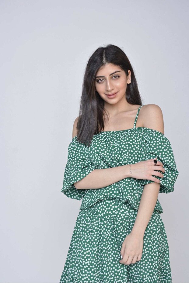 Off-Shoulder Polka Dot Top - 1