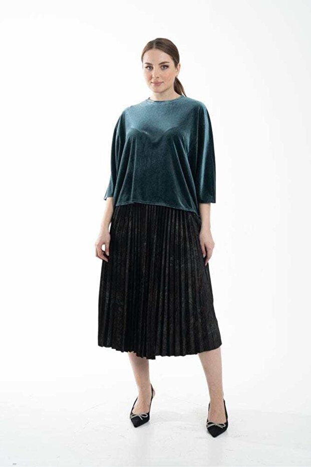 بلوزة سادة بأكمام مرفرفة - 1