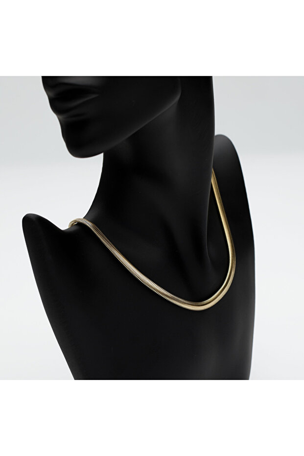 Colier Plat Snake Auriu - 4