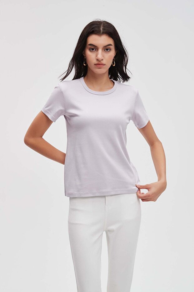 بلوزة سادة قصيرة بأكمام نصفية - 1