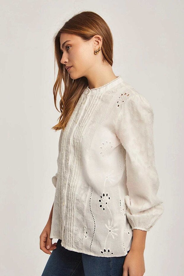 بلوزة سادة بأكمام طويلة - 5