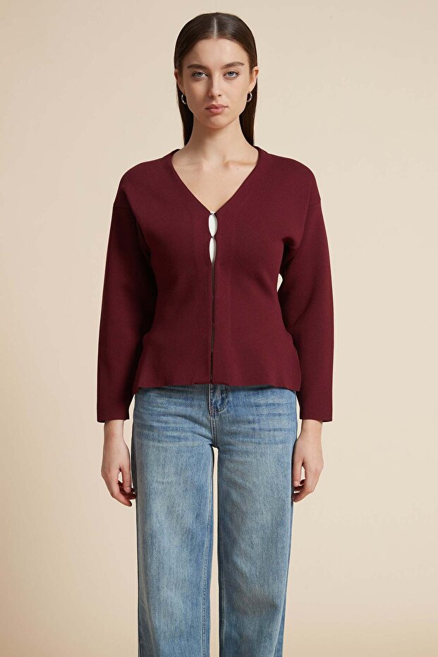 Solid V-Neck Long-Sleeve Top - 2