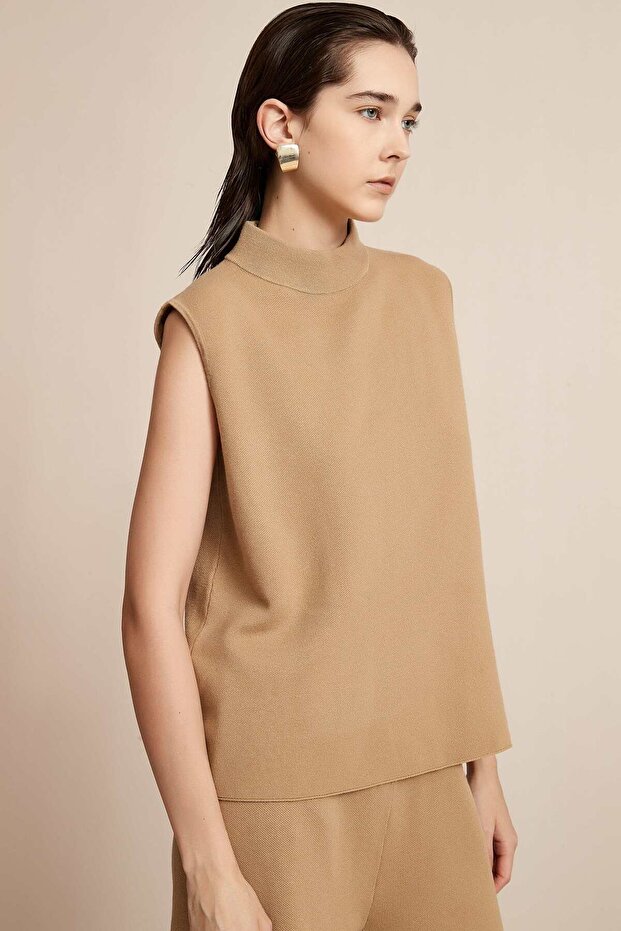 Solid High Neck Sleeveless Top - 6