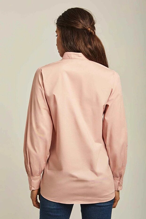 بلوزة سادة كبيرة الحجم بأكمام طويلة - 2