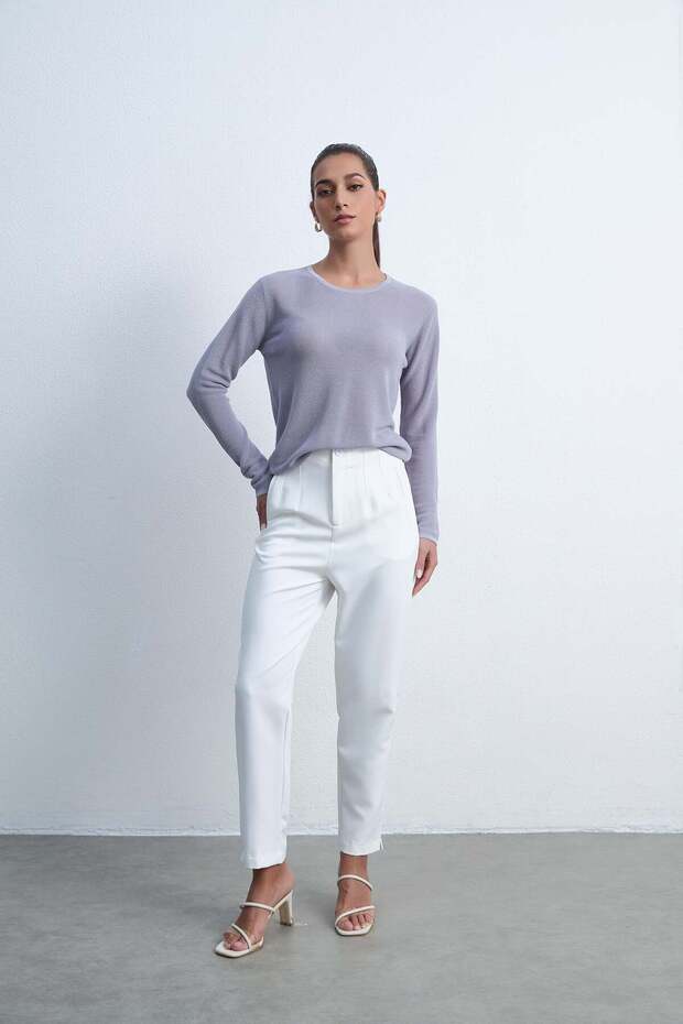 بلوزة سادة بأكمام طويلة - 3