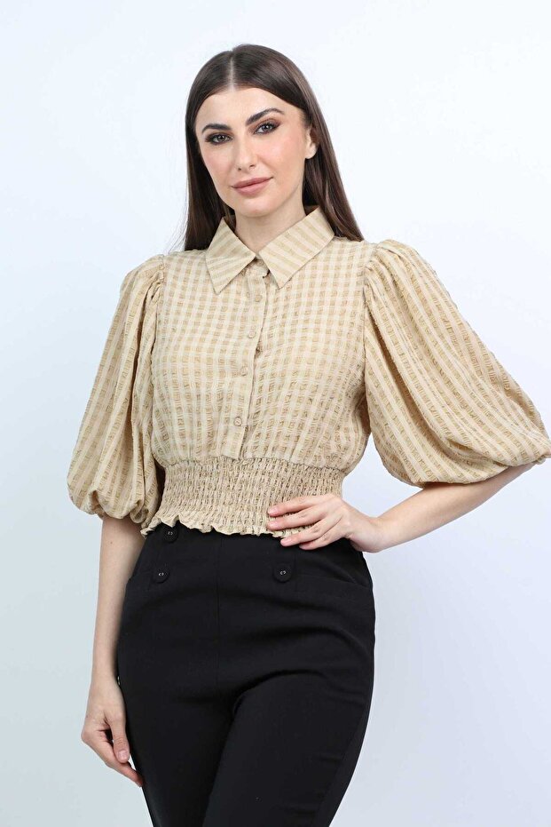 قميص منقوش بأكمام طويلة - 1