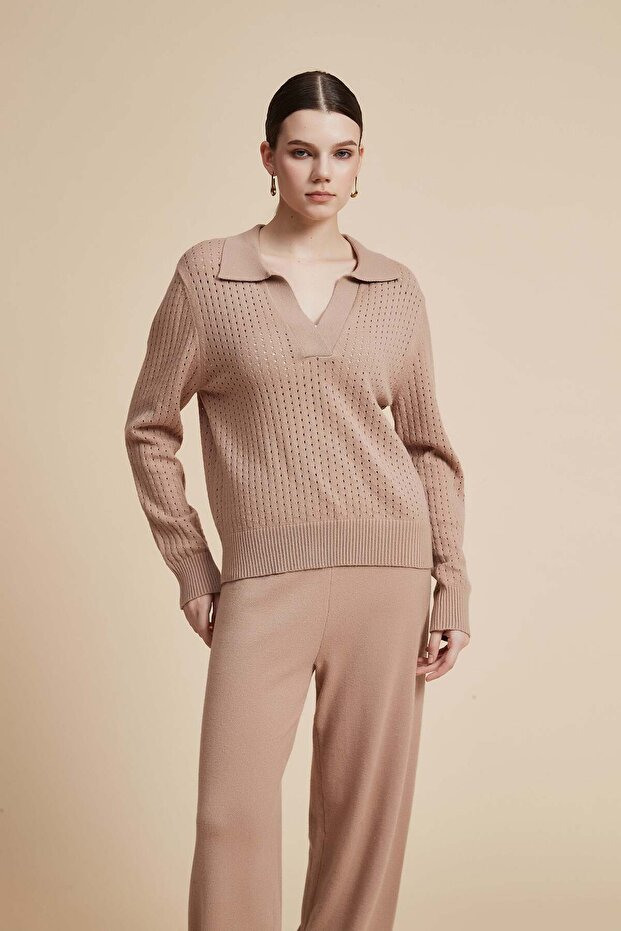 بلوزة سادة بأكمام طويلة - 1