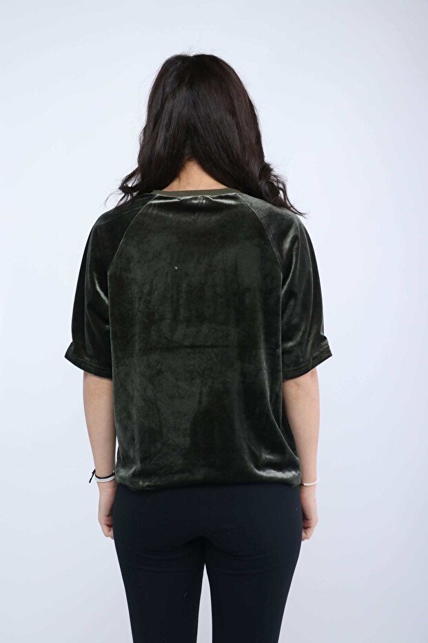 بلوزة سادة بأكمام 3/4 - 2