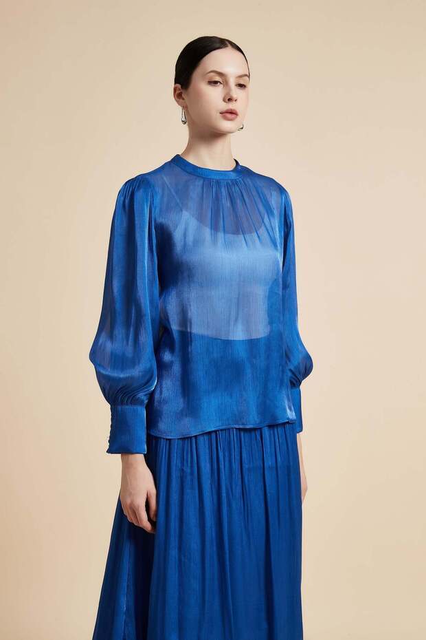 بلوزة سادة بأكمام طويلة - 3