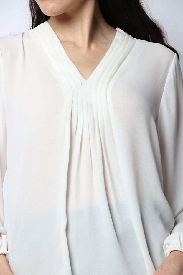 Solid V-Neck Long-Sleeve Top - 1