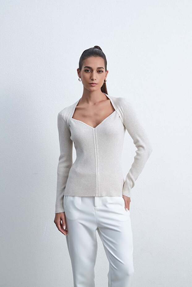 Solid V-Neck Long-Sleeve Top - 1