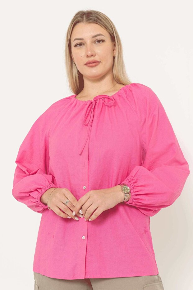 Solid Ruffled Long-Sleeve Top - 1